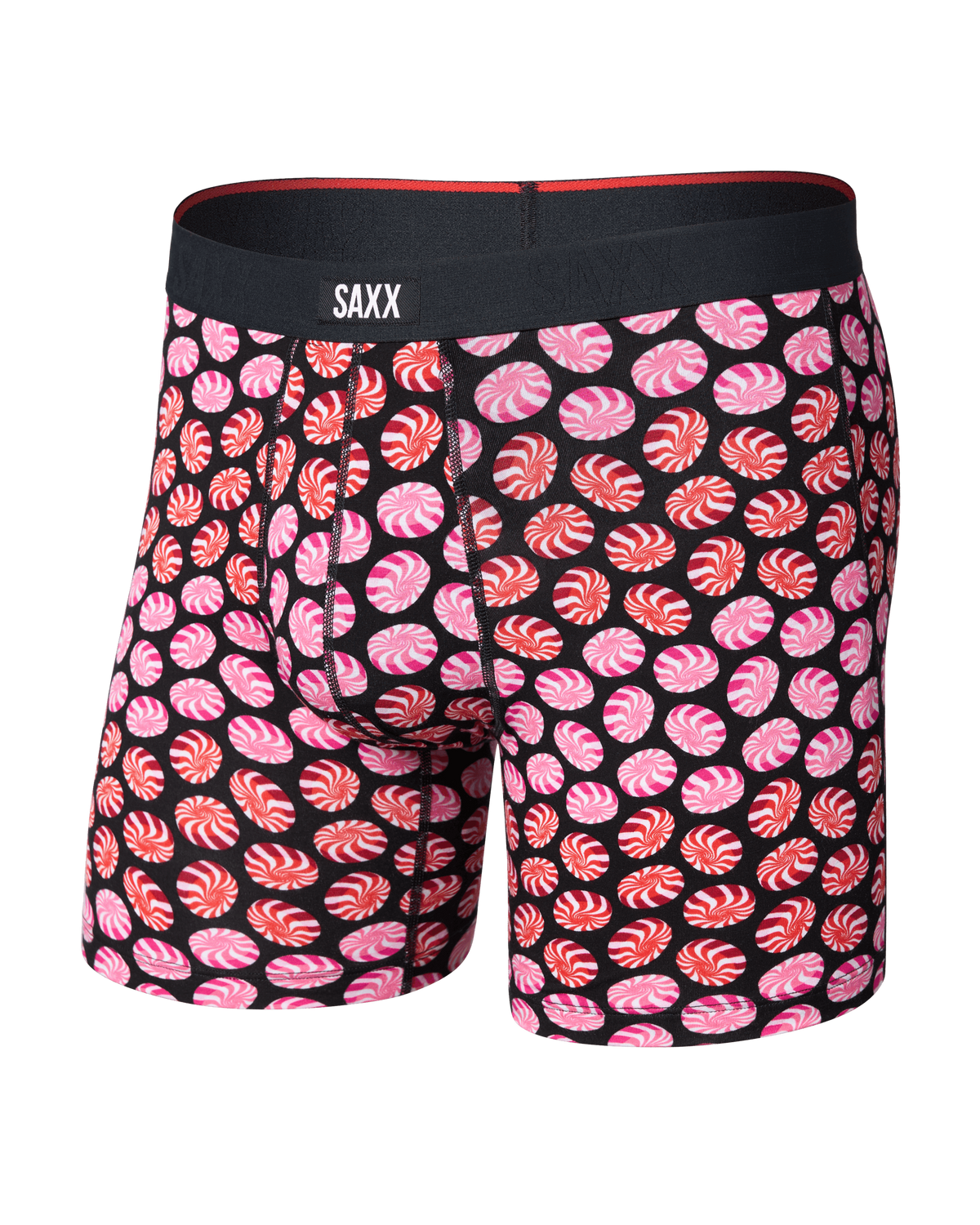 Front of Vibe Xtra Soft Comfort Boxer Brief in Confection Perfection-Black