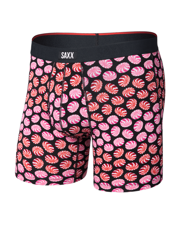 Front of Vibe Xtra Soft Comfort Boxer Brief in Confection Perfection-Black