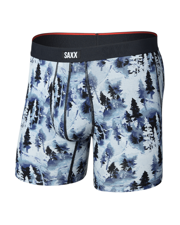 Front of Vibe Xtra Soft Comfort Boxer Brief in Forestland-Midnight Blue