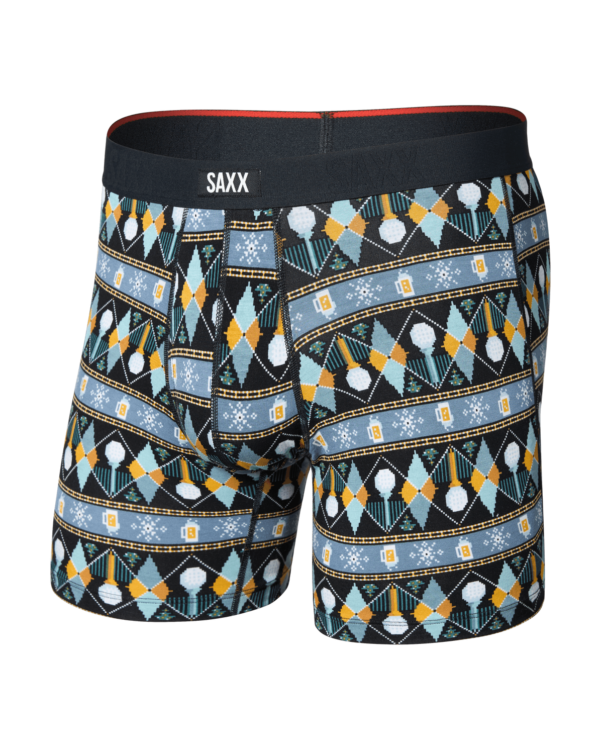 Front of Vibe Xtra Soft Comfort Boxer Brief in Golf Sweater-Black
