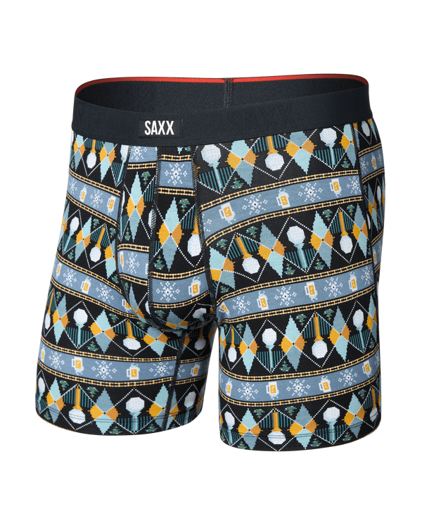 Front of Vibe Xtra Soft Comfort Boxer Brief in Golf Sweater-Black