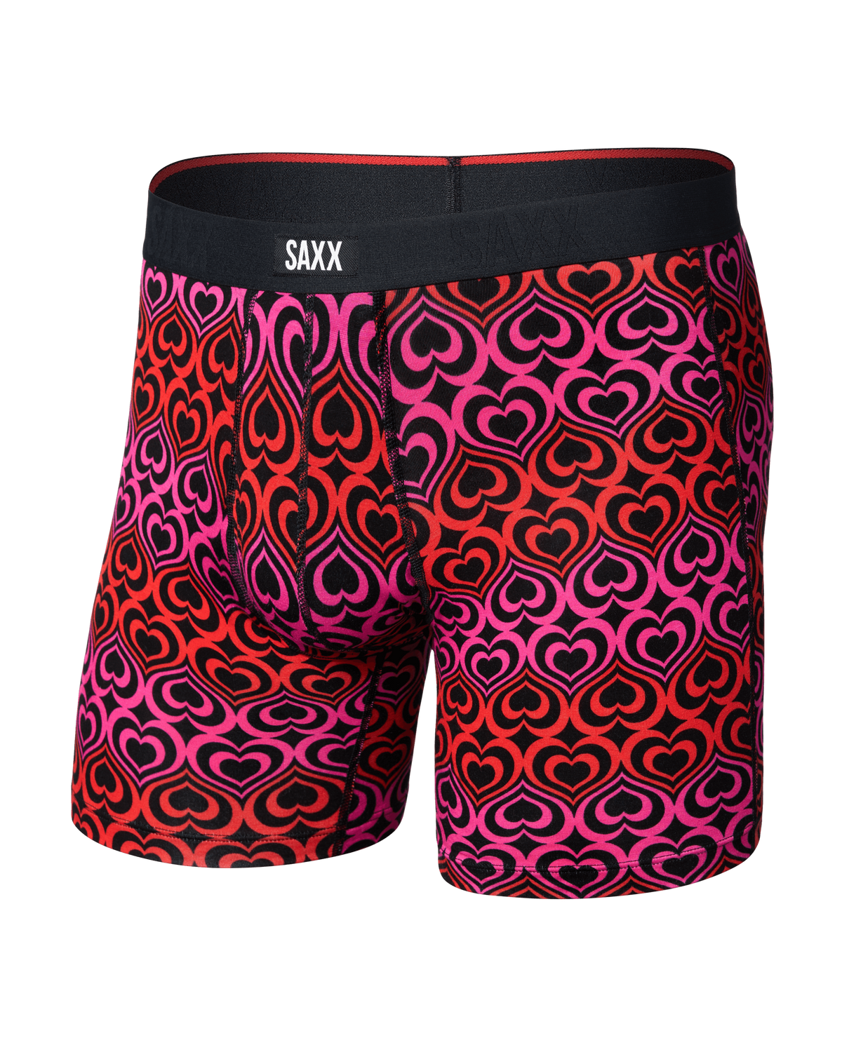 Front of Vibe Xtra Soft Comfort Boxer Brief in Love Stripe-Black