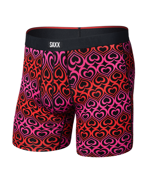 Front of Vibe Xtra Soft Comfort Boxer Brief in Love Stripe-Black