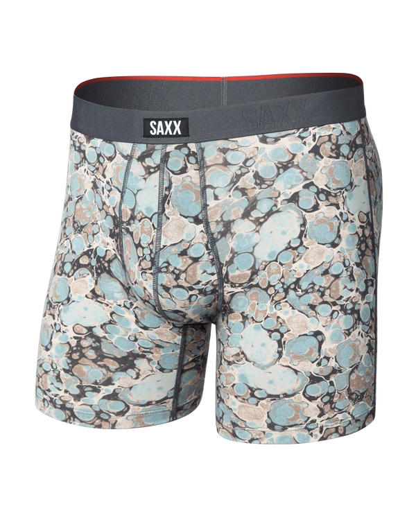 Front of Vibe Xtra Soft Comfort Boxer Brief in Marble Camo-Clay Blue