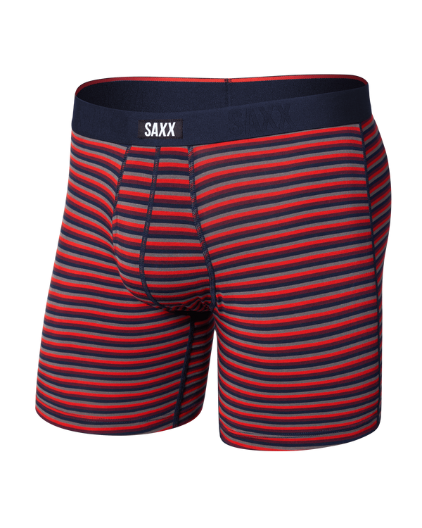 Front of Vibe Xtra Soft Comfort Boxer Brief in Micro Stripe-Maroon