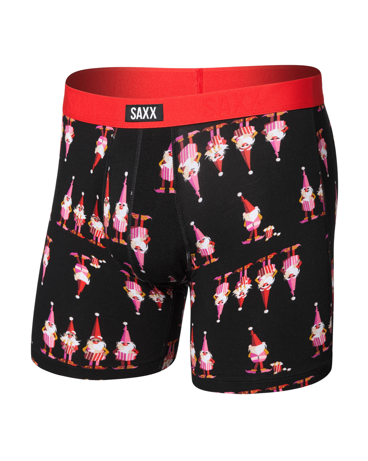 Front of Vibe Xtra Soft Comfort Boxer Brief in Nick In A Box-Black