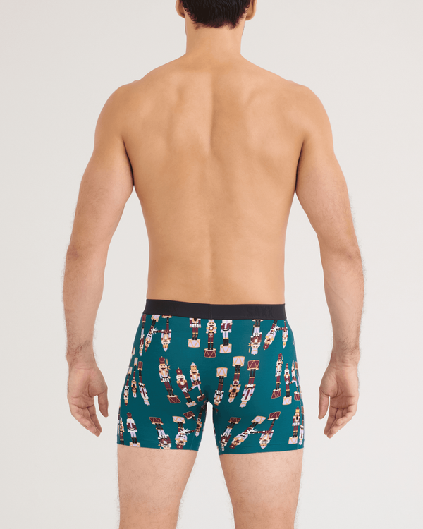 Back - Model wearing Vibe Xtra Soft Comfort Boxer Brief 2 Pack in Nutcracker 25/Black