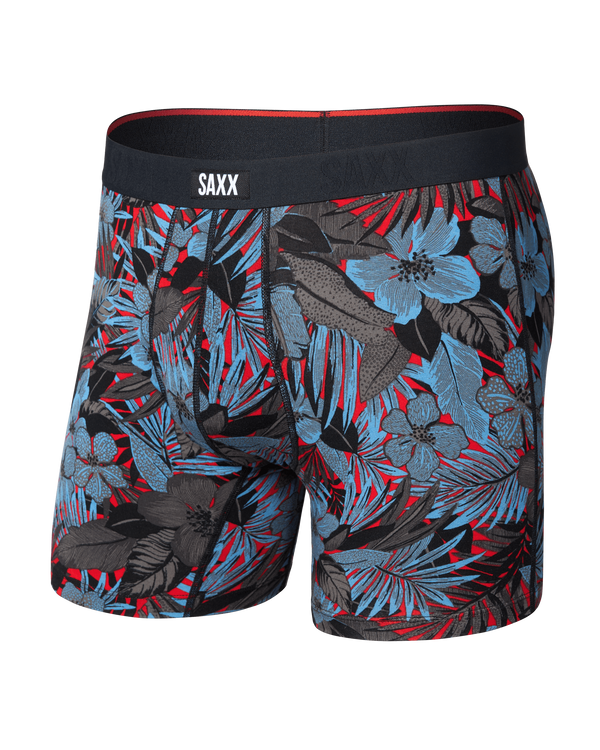 Front of Vibe Xtra Soft Comfort Boxer Brief in Night Garden-Red Hot