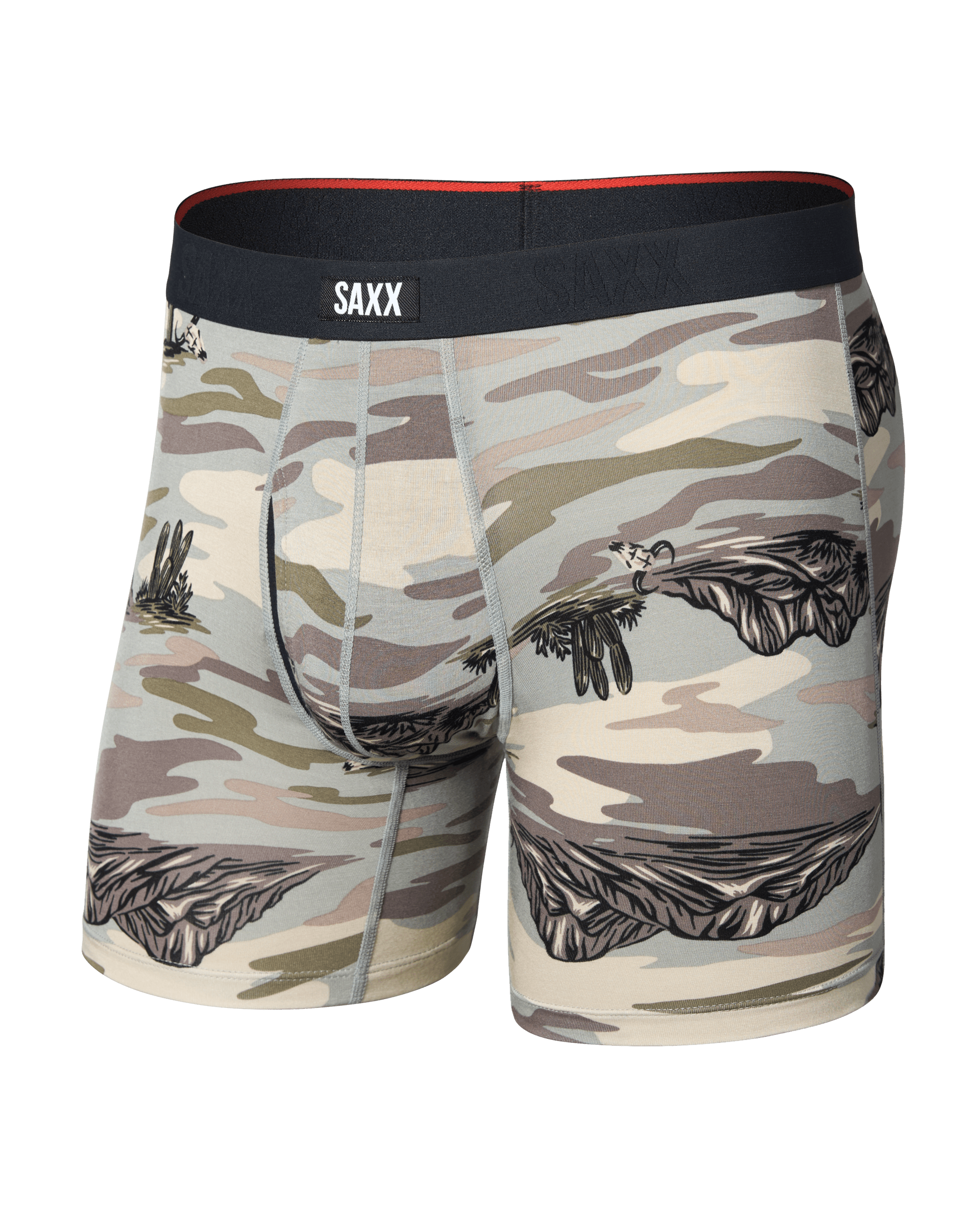 Front of Vibe Xtra Soft Comfort Boxer Brief in Scenic Desert-Neutral Grey
