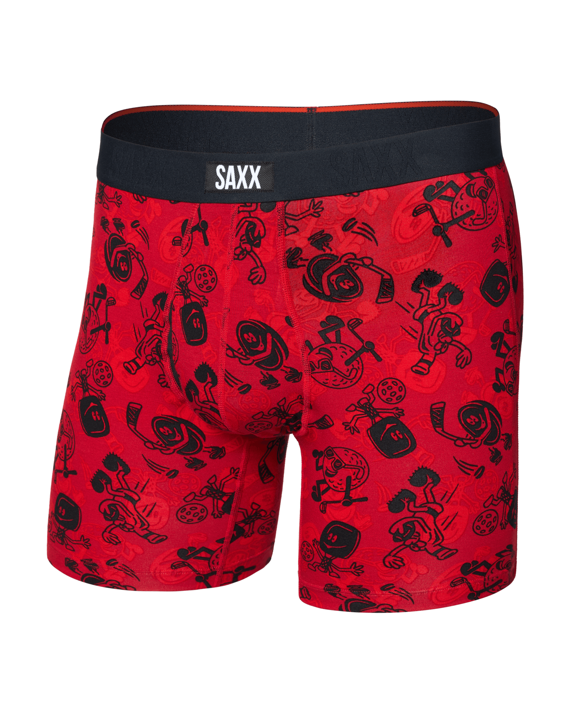 Front of  Vibe Xtra Soft Comfort Boxer Brief Fly in Sloshed Ball-Cherry