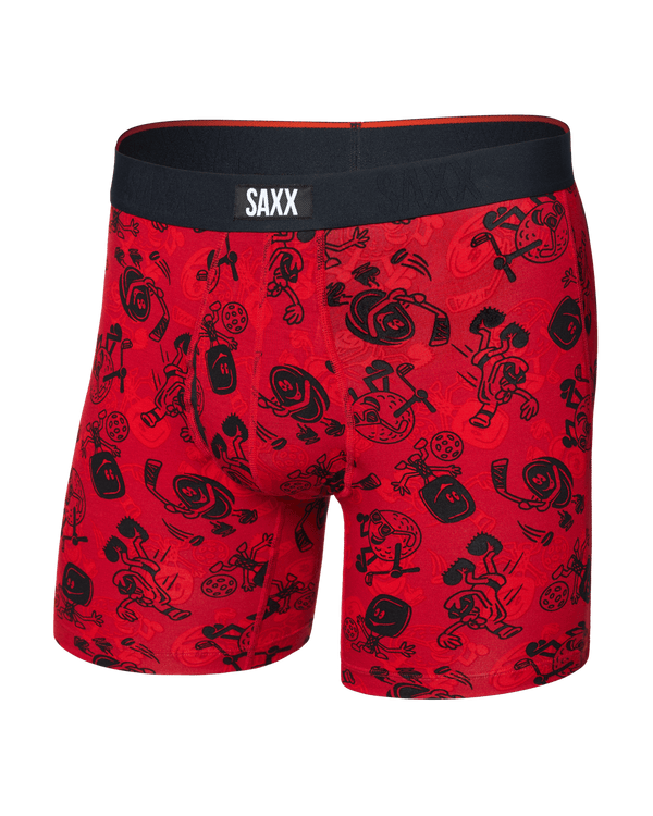 Front of  Vibe Xtra Soft Comfort Boxer Brief Fly in Sloshed Ball-Cherry
