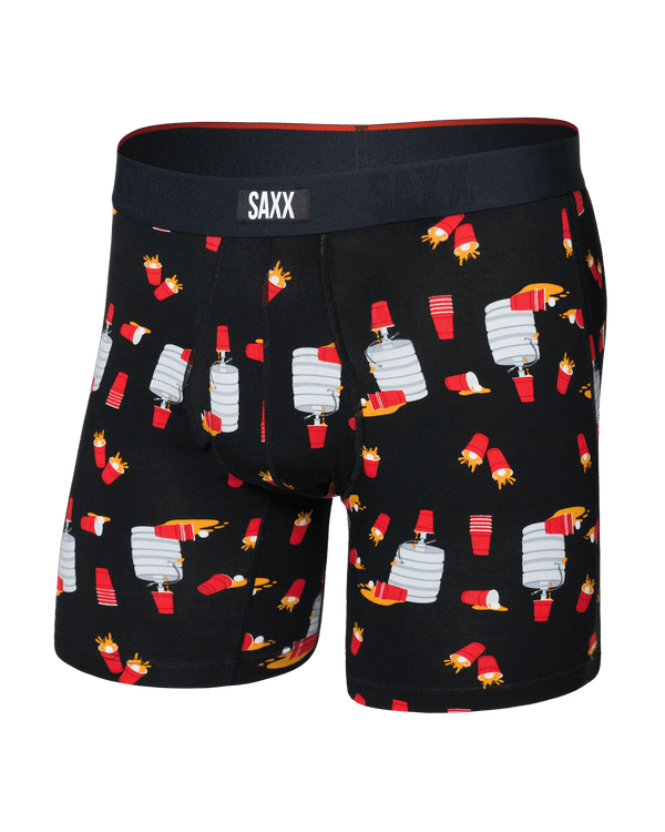 Front of  Vibe Xtra Soft Comfort Boxer Brief Fly in Tapped Out-Black